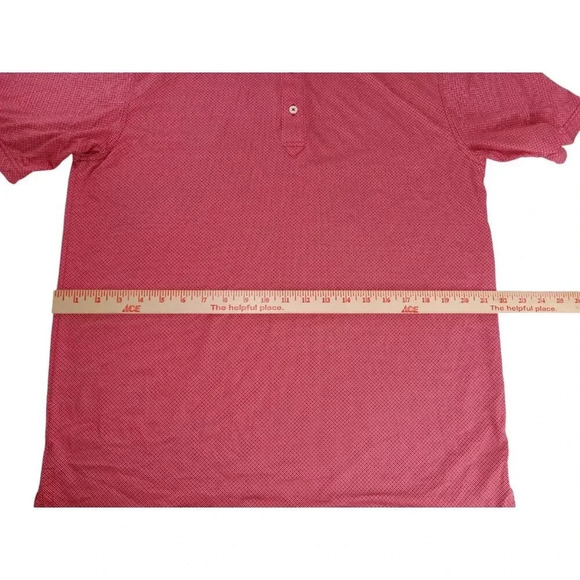 Turtleson Mens Polo Shirt Red Short Sleeve Geometric Stretch High Low Size M - Picture 9 of 11